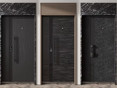 Modern Security Doors With Marble Wall Background And Textured Surface Design 3d model