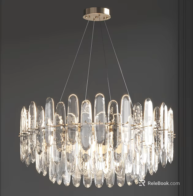 Modern Crystal Chandelier with Transparent Glass Elements for Elegant Interior Lighting Decoration 3d model 