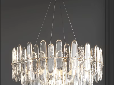 Modern Crystal Chandelier with Transparent Glass Elements for Elegant Interior Lighting Decoration 3d model