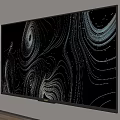 Modern Wall Mounted Large Screen TV with Abstract Wave Patterns in Minimalist Room 3d model