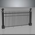 Metal Fence With Spiked Rails Ball Finials And Concrete Posts