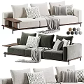 Two Seater Upholstered Sofa With Decorative Pillows Throw Blanket Side Table And Multiple Color Options