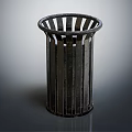 Modern Metal Trash Can With Vertical Stripes And Circular Opening Design