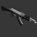 Advanced Tactical Rifle With Modern Black Silver Finish And Blue Accent Grip Design