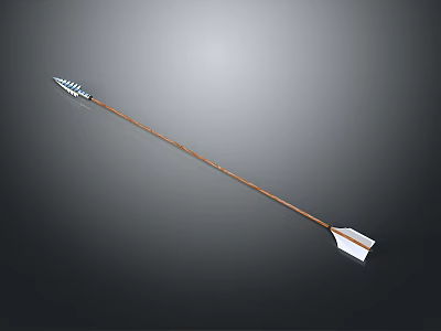 Traditional Arrow Weapon With Wooden Shaft Metal Arrowhead And White Fletching 3d model