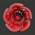 Vibrant 3D Red Rose with Detailed Layered Petals on Dark Background