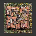 Unique Colorful Brick Cube Structure With Decorative Base And Artistic Details
