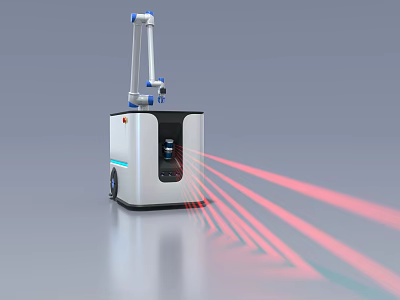 Modern Industrial Equipment With Robotic Arm And Laser Projection Technology 3d model