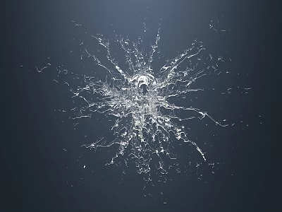 Dynamic Water Splash In Abstract Fluid Motion Isolated On Dark Background 3d model