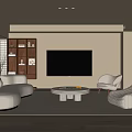 Multi-person Sofa Coffee Table Combination Single Casual Chair Dining Table and Chair Combination Solid Wood Dining Table Dining Chair Chandelier Sideboard Household Appliances 3d model
