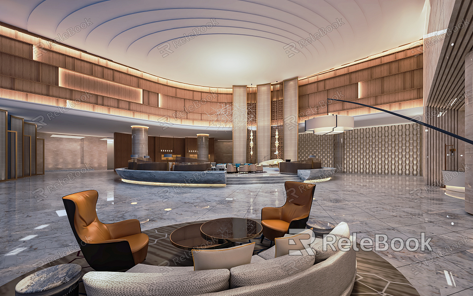 Modern Hall Hotel Lobby Hotel Lobby Hotel Reception Area Negotiation Area VIP Waiting Area model