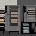 Commercial Kitchen Appliances Stainless Steel Ovens With Baked Bread And Multiple Layer Racks