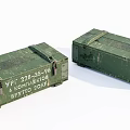 Green Military Crates With Metal Straps And Worn Serial Numbers 3d model