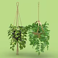 Lush Green Hanging Potted Plants With Decorative Holders And Cascading Leaves