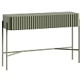 Elegant Modern Tea Table With Vertical Slats And Metal Legs Design