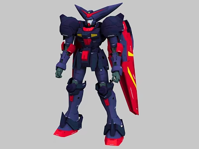 Game And Movie Character Dark Purple Red Mech With Sharp Head Yellow Accents 3d model