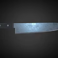 Sharp Metallic Weapon Knife With Black Riveted Handle Glossy Blade And Metallic Finish
