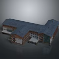 Aerial View Planning Of Multi Story Multi Wing Building With Dark Roof And Modern Exterior