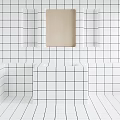 Modern Interior White Tile Wall With Black Grout Lines And Geometric Patterns 3d model