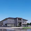 Modern School Building With Gray Brick Exterior Large Glass Windows And Surrounding Trees Pedestrians