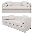 Modern Beige Sectional Sofa With Cylindrical Armrests And Soft Cushions 3d model