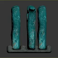Turquoise Decorative Piece Featuring Flowing Wave Dragon Lines And Red Accents On Reflective Surface