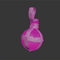 Spherical Metal Frame Object With Pink Center Gray Handle And Metallic Fasteners