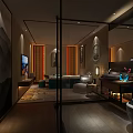 SPA Sauna Modern Interior Design With Bathtub Cozy Lighting And Decorative Screens