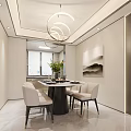 Elegant Modern Living and Dining Room Interior With Sofa Coffee Table And Chandelier