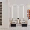 Stylish Modern Beauty Hair Salon Interior With Gold Chairs Mirrors And Product Shelves