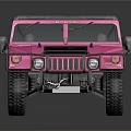 Bright Pink Off Road Convertible Vehicle With Black Roof Rack And Large Tires