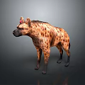 Spotted Hyena 3D Rendering With Colorful Fur And Standing Pose On Dark Background