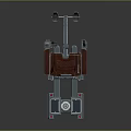 Industrial Mechanical Chair With Red Seating Metal Frame And Top Devices Structure