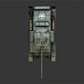 Detailed Military Armored Tank With Green Camouflage Cannon Tracks Turret And Storage Boxes