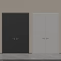 Black And White Double Doors With Golden Handles For Modern Home Interior