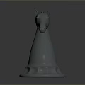 Gray Horse Head Decorative Ornament With Round Base For Daily Life Use