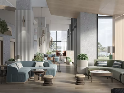 Modern reception area Sales office Negotiation area 3d model