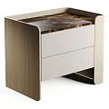 Modern Bedside Table With Wooden Frame Marble Top And Functional Drawers 3d model