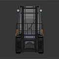 Yellow And Blue Industrial Forklift With Cab And Front Forks Design