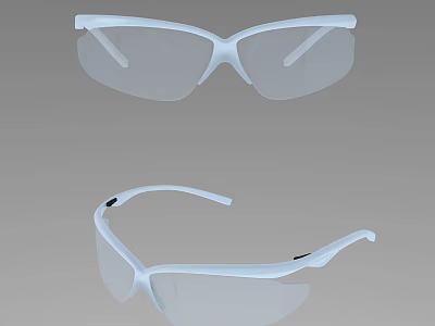 White Frame Protective Safety Glasses With Clear Lenses And Comfortable Design 3d model