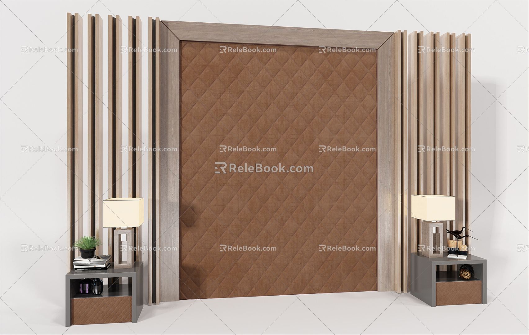 Modern background wall leather soft bag bedside background 3d model