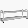 Two Tier Stainless Steel Storage Shelf With Slotted Design For Organizing