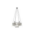 Vintage Metal Chandelier Featuring Hanging Chains Ornate Scrolls And Candle Lights