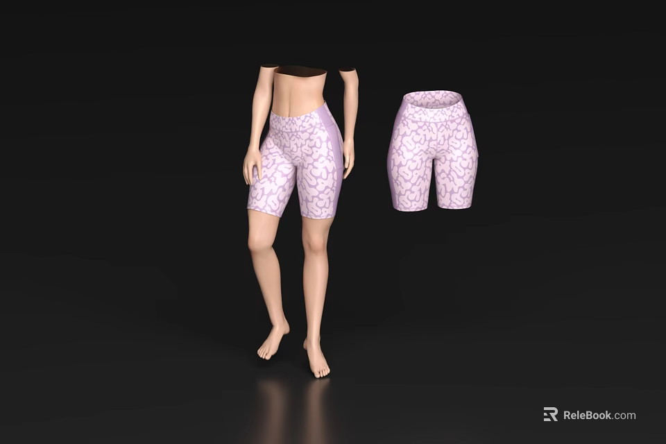 Stylish Pink Patterned Shorts for Women with Casual Unique Design 3d model 