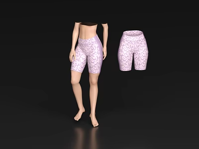 Stylish Pink Patterned Shorts for Women with Casual Unique Design 3d model