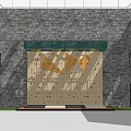 Outdoor Recreational Climbing Wall With Brick Wall Background Colorful Holds And Safety Mats