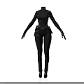 Black Tactical Full Body Suit With Long Sleeves Gloves And Utility Belt