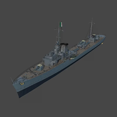 Gray Warship 3D Model Showcasing Masts Deck Equipment And Superstructure 3d model