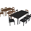 Log wind dining table and chair set 3d model