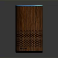 Wooden Cylindrical Smart Speaker With Blue Ring Light And Mesh Grille